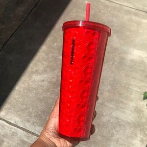 Starbucks cold cup 24oz Red with Embossed ♥️♥️♥️♥️